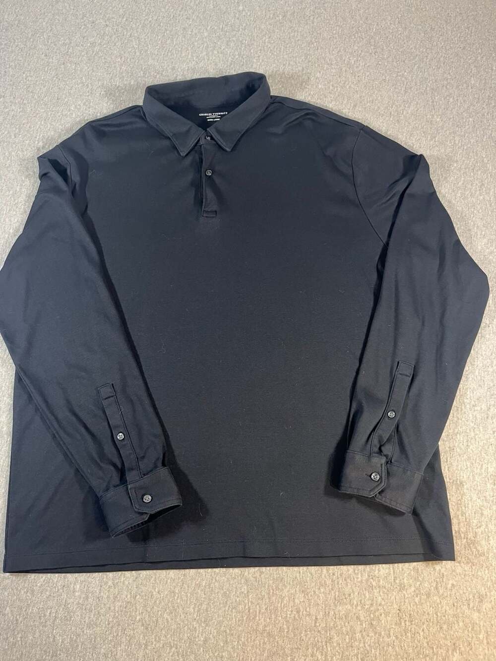 Charles Tyrwhitt Black Long Sleeve Polo Jersey Shirt Men’s XL